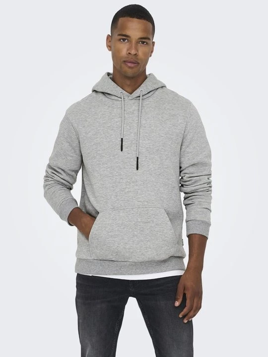 Foto van product Hoodie Only & Sons lichtgrijs gemêleerd