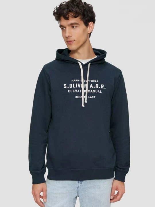 Foto van product Hoodie van sweatstof met borduursel s.Oliver blauw