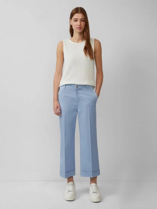Foto van product Hoog uitgesneden culottes van stretchkatoen met geperste plooien s.Oliver blauw
