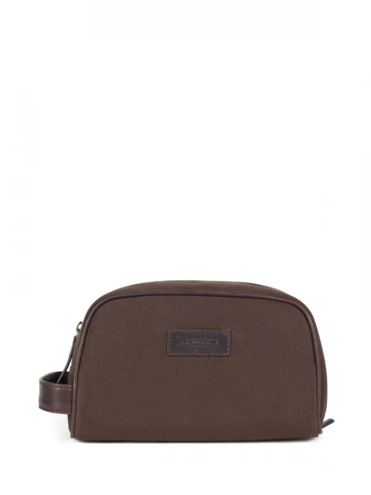 Foto van product Howard London Toilettas 'Washbag Canvas Dark Brown' donkerbruin