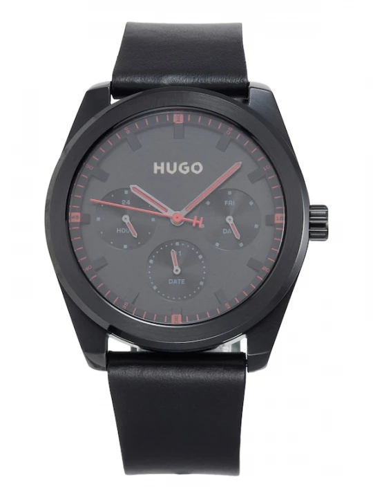 Foto van product HUGO Analoog horloge 'Bright Sport' grijs / donkerrood / zwart