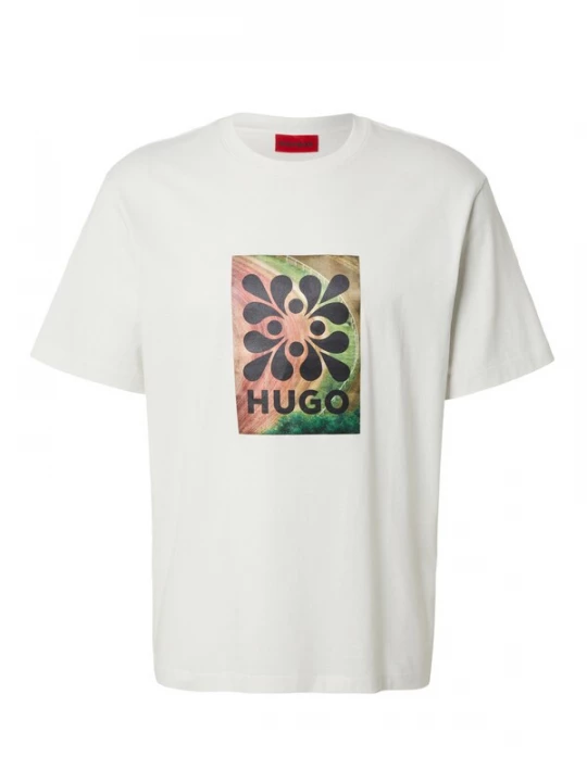 Foto van product HUGO Shirt 'Damoru' ecru / groen / donkeroranje / zwart