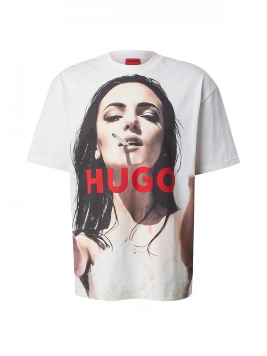 Foto van product HUGO Shirt 'Duwedie' beige / rood / zwart / wit