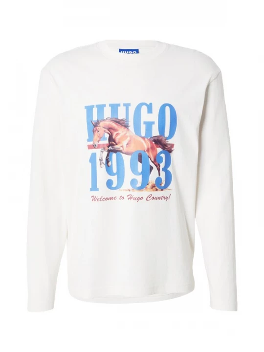 Foto van product HUGO Shirt 'Nevalon' lichtblauw / bruin / cognac / wit