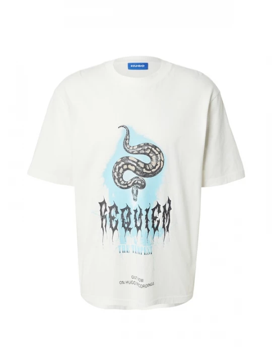 Foto van product HUGO Shirt 'Noctornix' pastelblauw / zwart / wit