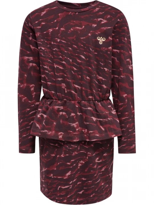 Foto van product Hummel Jurk 'Didde' lichtbeige / wijnrood / pastelrood / donkerrood