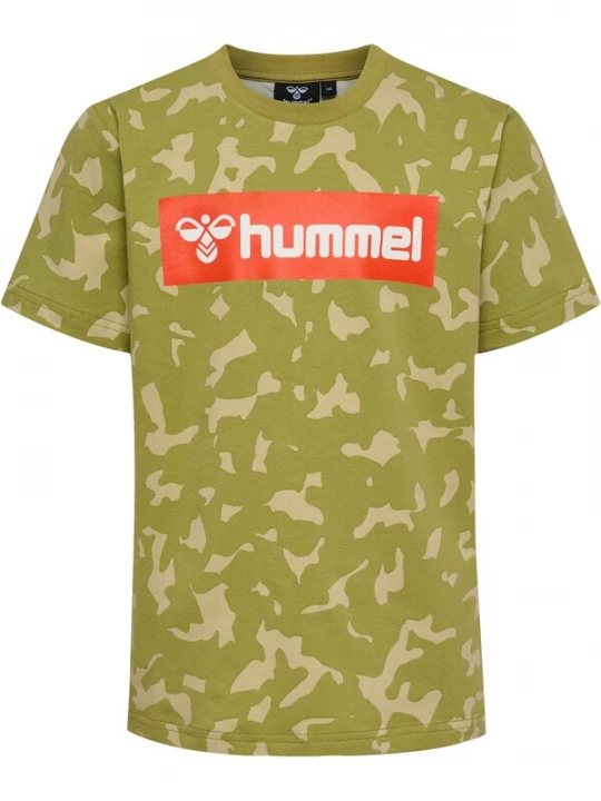 Foto van product Hummel Shirt 'Rush' kaki / olijfgroen / rood / wit