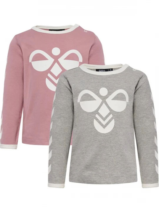 Foto van product Hummel Shirt stone grey / pink / wit