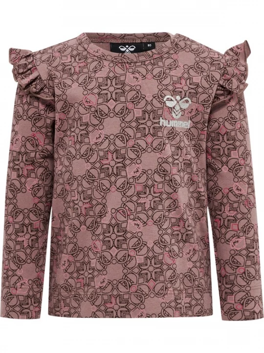Foto van product Hummel Shirt taupe / donkerroze / zwart / wit