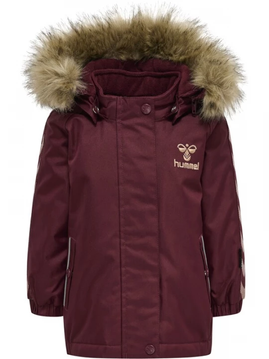 Foto van product Hummel Winterjas 'Canyon' lichtbruin / abrikoos / wijnrood