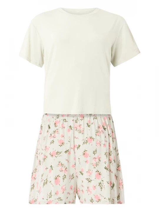 Foto van product Hunkemöller Korte pyjama 'Daisy' groen / pastelgroen / rosa