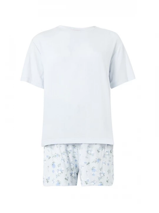 Foto van product Hunkemöller Korte pyjama 'Daisy' pastelblauw / lichtblauw / groen / wit