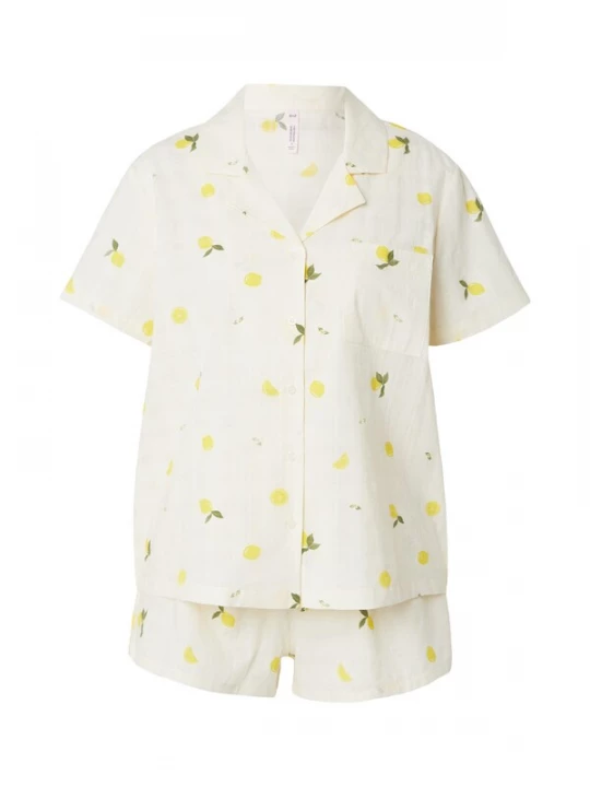 Foto van product Hunkemöller Korte pyjama geel / olijfgroen / wolwit