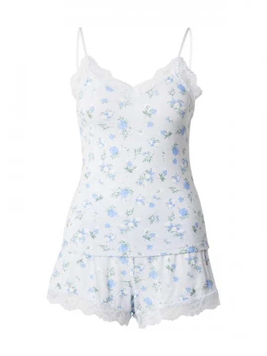 Foto van product Hunkemöller Korte pyjama 'Nana' hemelsblauw / pastelblauw / groen / wit