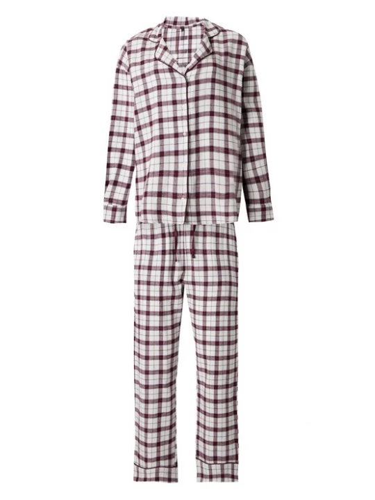 Foto van product Hunkemöller Pyjama blauw / bordeaux / zwart / wit