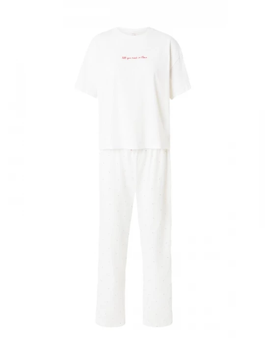 Foto van product Hunkemöller Pyjama crème / rosa / donkerrood