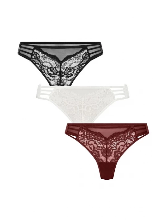 Foto van product Hunkemöller String 'Briar' magenta / zwart / wit