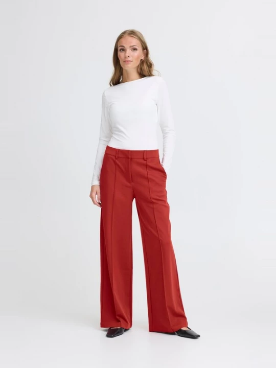 Foto van product ICHI Bandplooibroek 'IHKate' rood