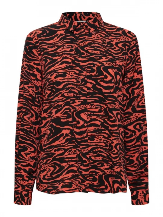 Foto van product ICHI Blouse 'FANORA' lichtrood / zwart