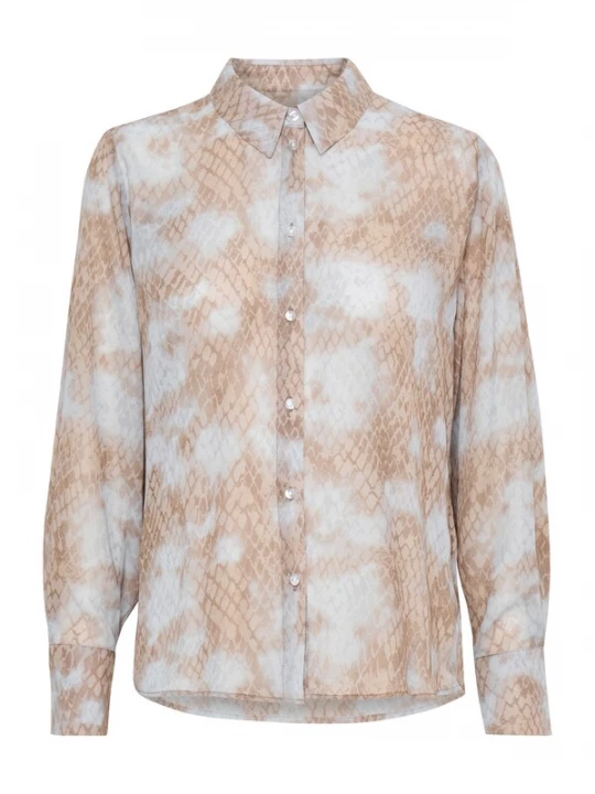 Foto van product ICHI Blouse 'IH NEALLY' lichtblauw / ombergrijs / lichtbruin / donkergrijs