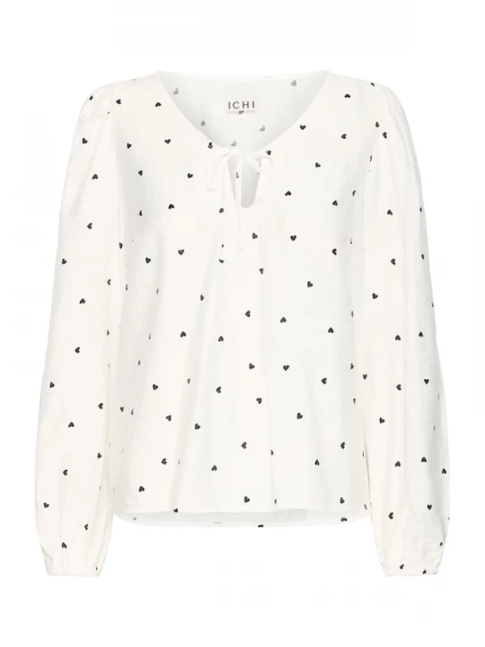 Foto van product ICHI Blouse 'IHELVA' zwart / offwhite