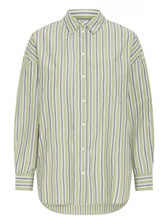 Foto van product ICHI Blouse 'IHFluca' donkergrijs / lichtgroen / wit