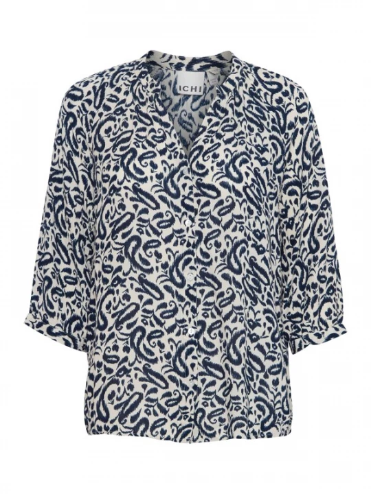 Foto van product ICHI Blouse 'IHMarrakech' ecru / nachtblauw