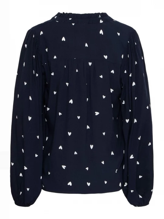 Foto van product ICHI Blouse 'IHVera' donkerblauw / wit