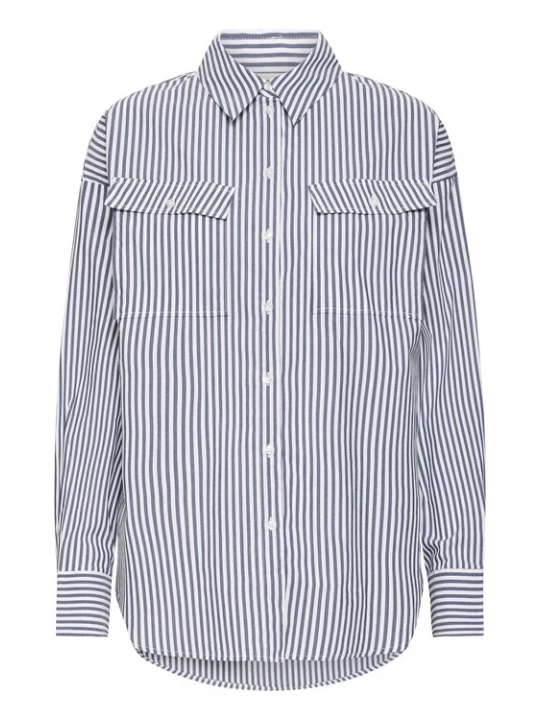 Foto van product ICHI Blouse 'KATJA' donkerblauw / wit