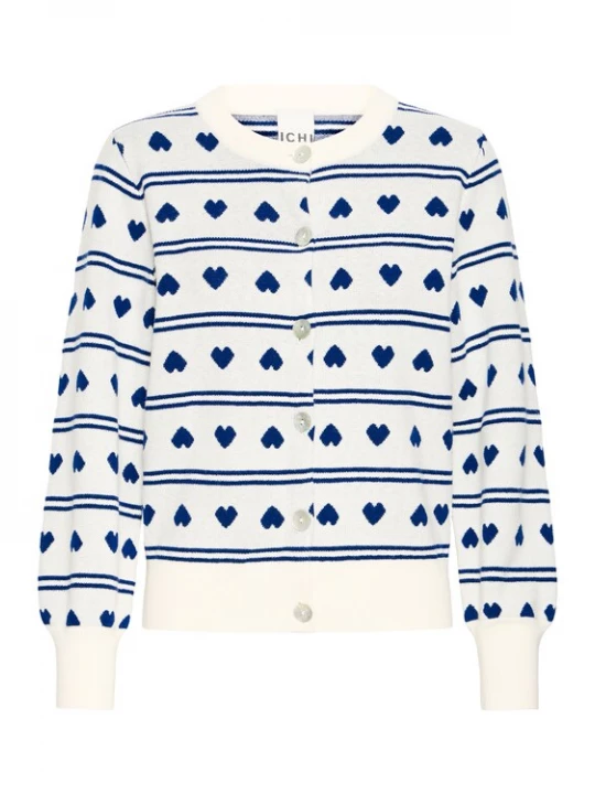 Foto van product ICHI Gebreid vest 'BRIELLE' blauw / wit