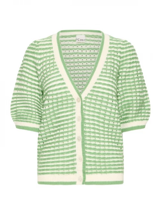Foto van product ICHI Gebreid vest 'IHArdina' crème / groen