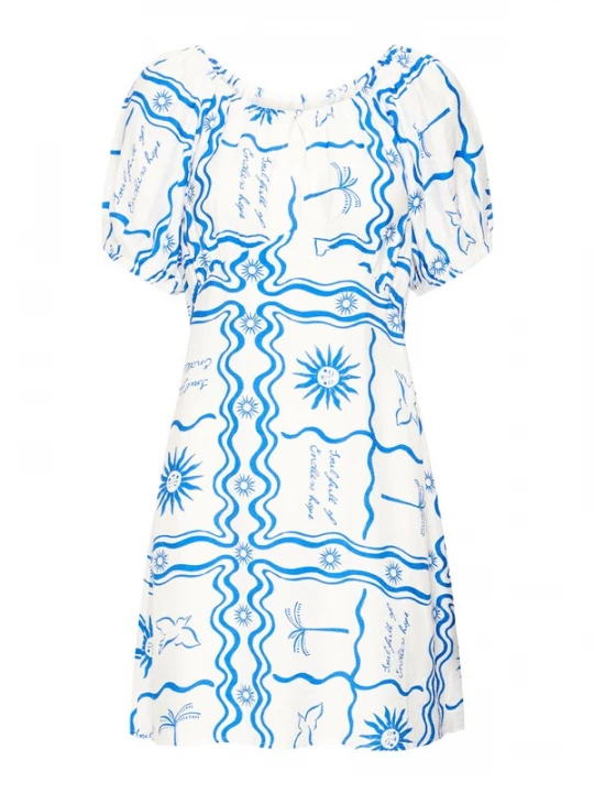 Foto van product ICHI Jurk blauw / wit
