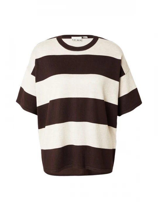 Foto van product ICHI Shirt 'IHLULS' chocoladebruin / wit