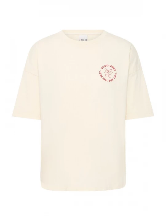 Foto van product ICHI Shirt 'IHNABINO' lichtbeige / rood