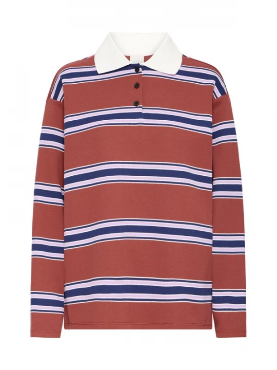 Foto van product ICHI Shirt 'IHOphia' donkerblauw / roestbruin / rosa / wit