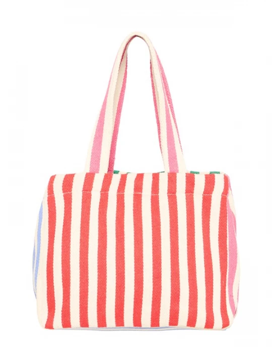 Foto van product ICHI Shopper 'IASIO BA' crème / jade groen / pink / rood