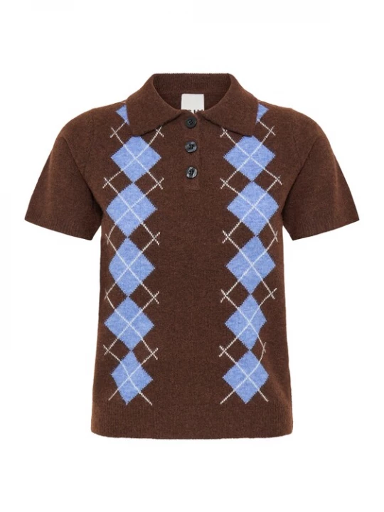 Foto van product ICHI Trui 'IHDasila' blauw denim / bruin / wit