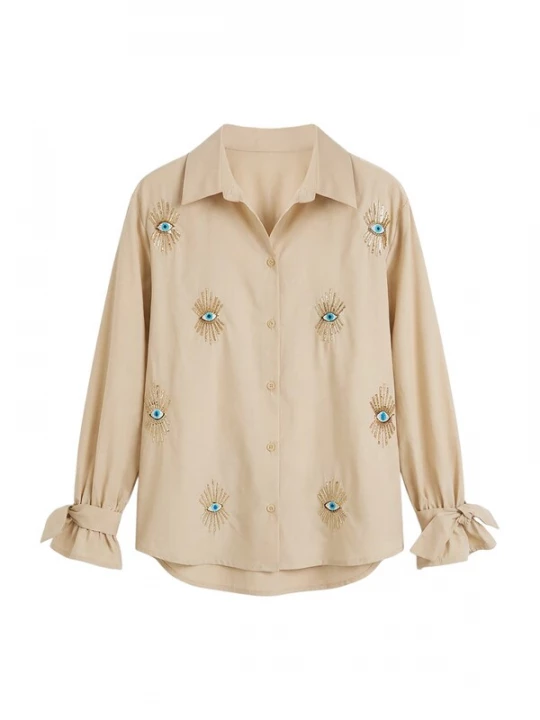 Foto van product Imily Bela Blouse beige gemêleerd / blauw / wit