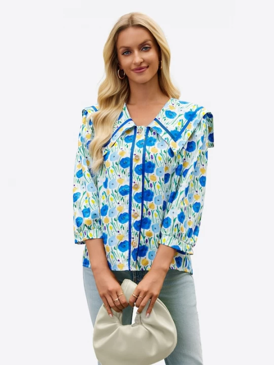 Foto van product Imily Bela Blouse blauw / lichtblauw / geel / wit