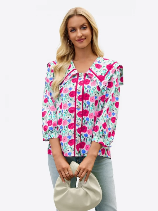 Foto van product Imily Bela Blouse turquoise / spar / donkerroze / wit