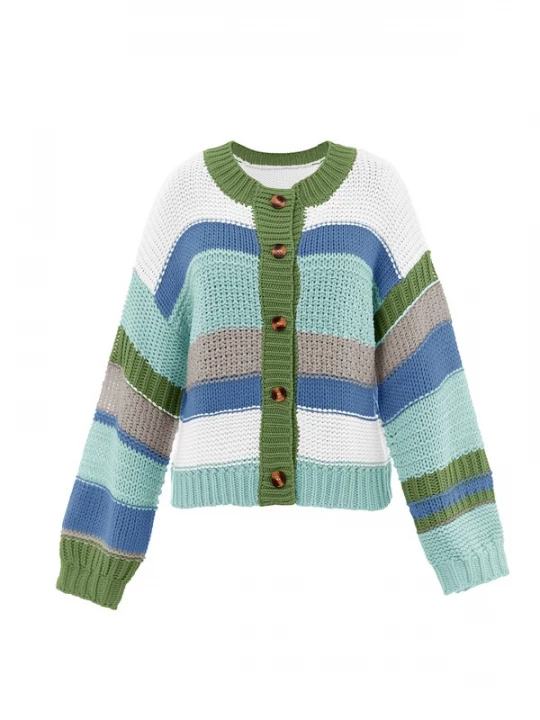 Foto van product Imily Bela Gebreid vest aqua / enziaan / kiwi / wit