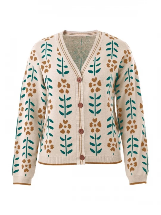 Foto van product Imily Bela Gebreid vest beige / bruin / petrol