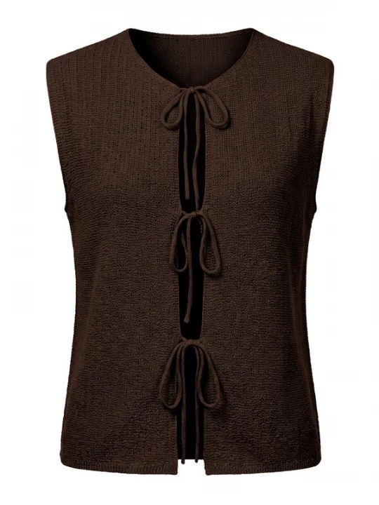 Foto van product Imily Bela Gebreide bodywarmer chocoladebruin