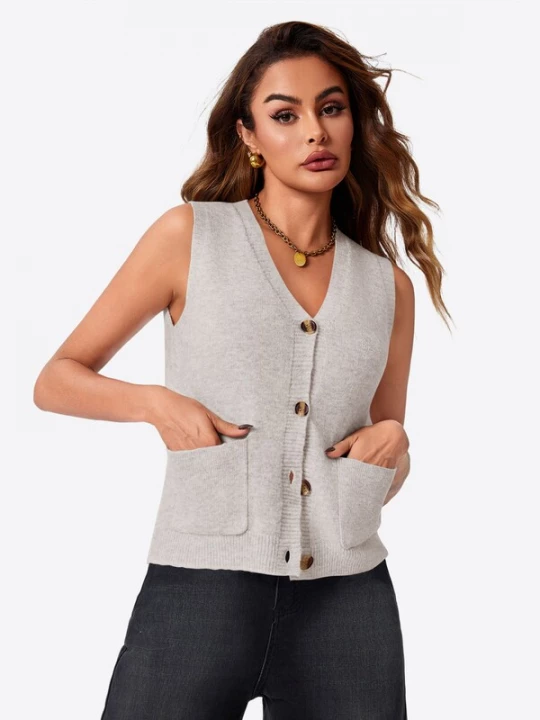 Foto van product Imily Bela Gebreide bodywarmer taupe