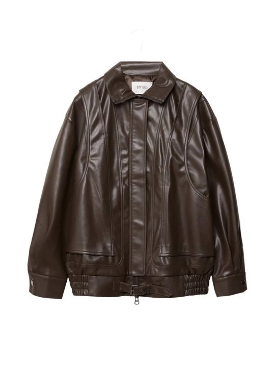 Foto van product Imitatieleren jas Stradivarius donkerbruin