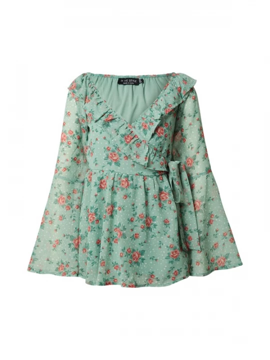 Foto van product In The Style Blouse 'JOSSA' groen / rosa / rood / wit