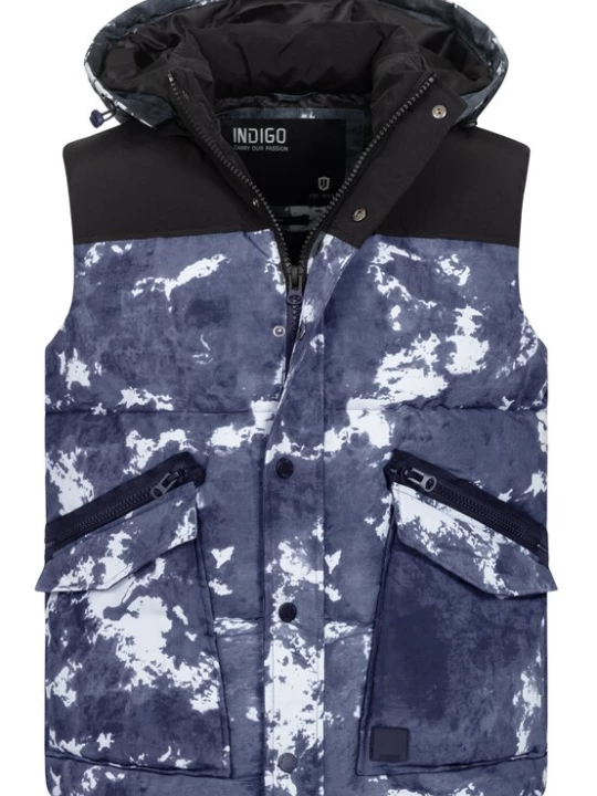 Foto van product INDICODE JEANS Bodywarmer ' Simmons ' blauw / donkergrijs / wit
