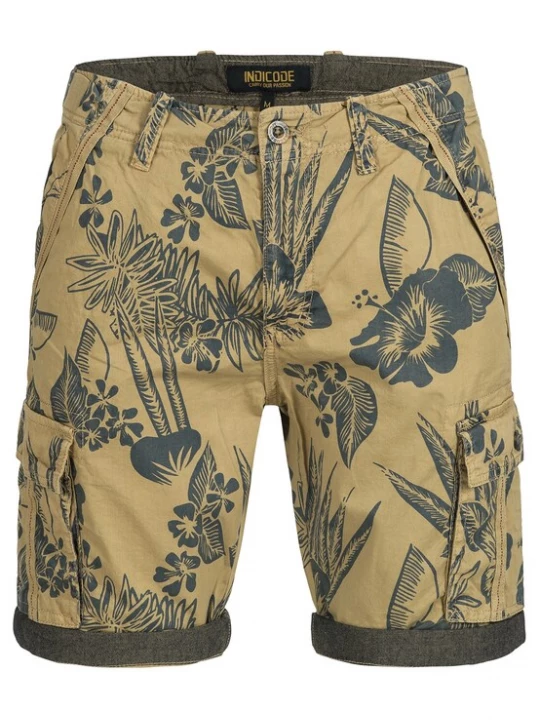 Foto van product INDICODE JEANS Cargobroek 'Albert' goudgeel / donkergroen