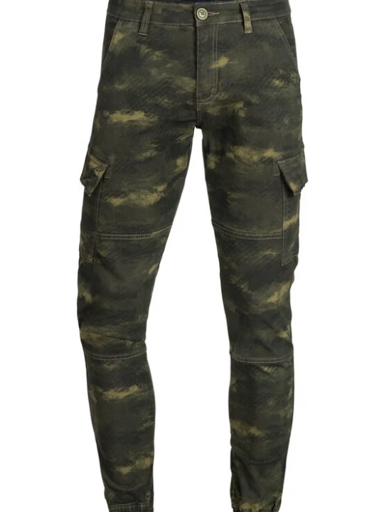 Foto van product INDICODE JEANS Cargobroek 'August' kaki / olijfgroen