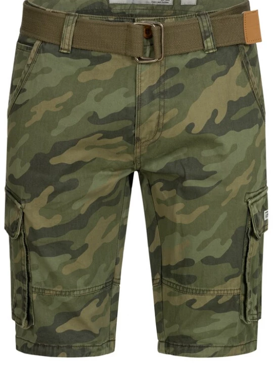 Foto van product INDICODE JEANS Cargobroek 'Monroe Cargo ZA' donkergeel / donkergrijs / grasgroen